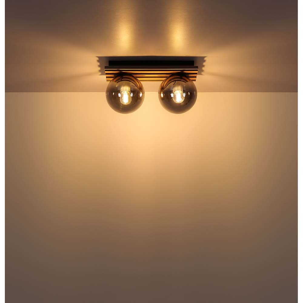 GLOBO LIGHTING Deckenspot, Leuchtmittel nicht inklusive, Deckenlampe Deckenleuchte Wohnzimmerlampe schwarz Rauchglas L 35 cm