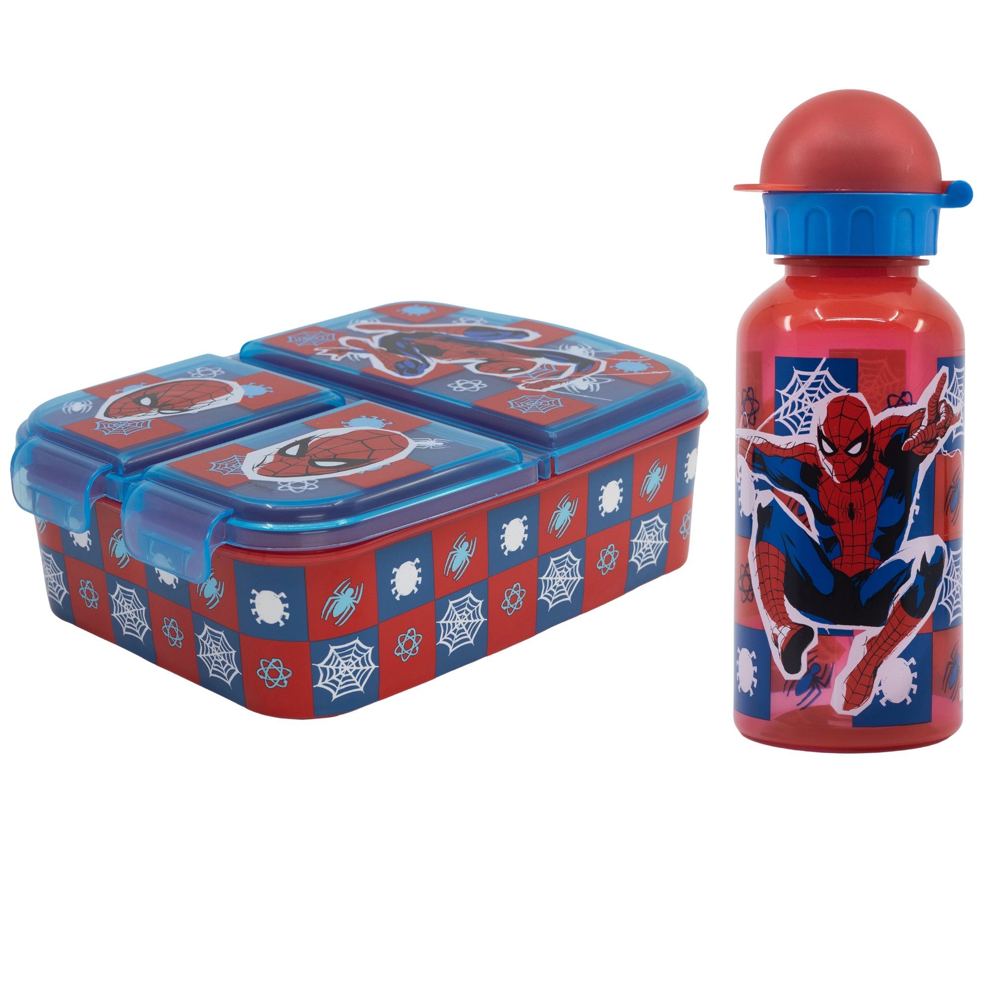 Kammern MARVEL Trinkflasche, ml 400 Set 3 Spiderman Kunststoff, Brotdose Lunchbox tlg Marvel Kinder 2 (2-tlg),