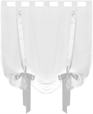 Vorhang, Arsvita, Schlaufen, transparent, Weiße Raffgardine mit Schlaufen und farbigen Raffbändern, in vers. Größen