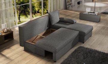 JVmoebel Ecksofa Design Sofa L-Form Couch Polster Schlafsofa Bettfunktion Couch Sofort, Made in Europe