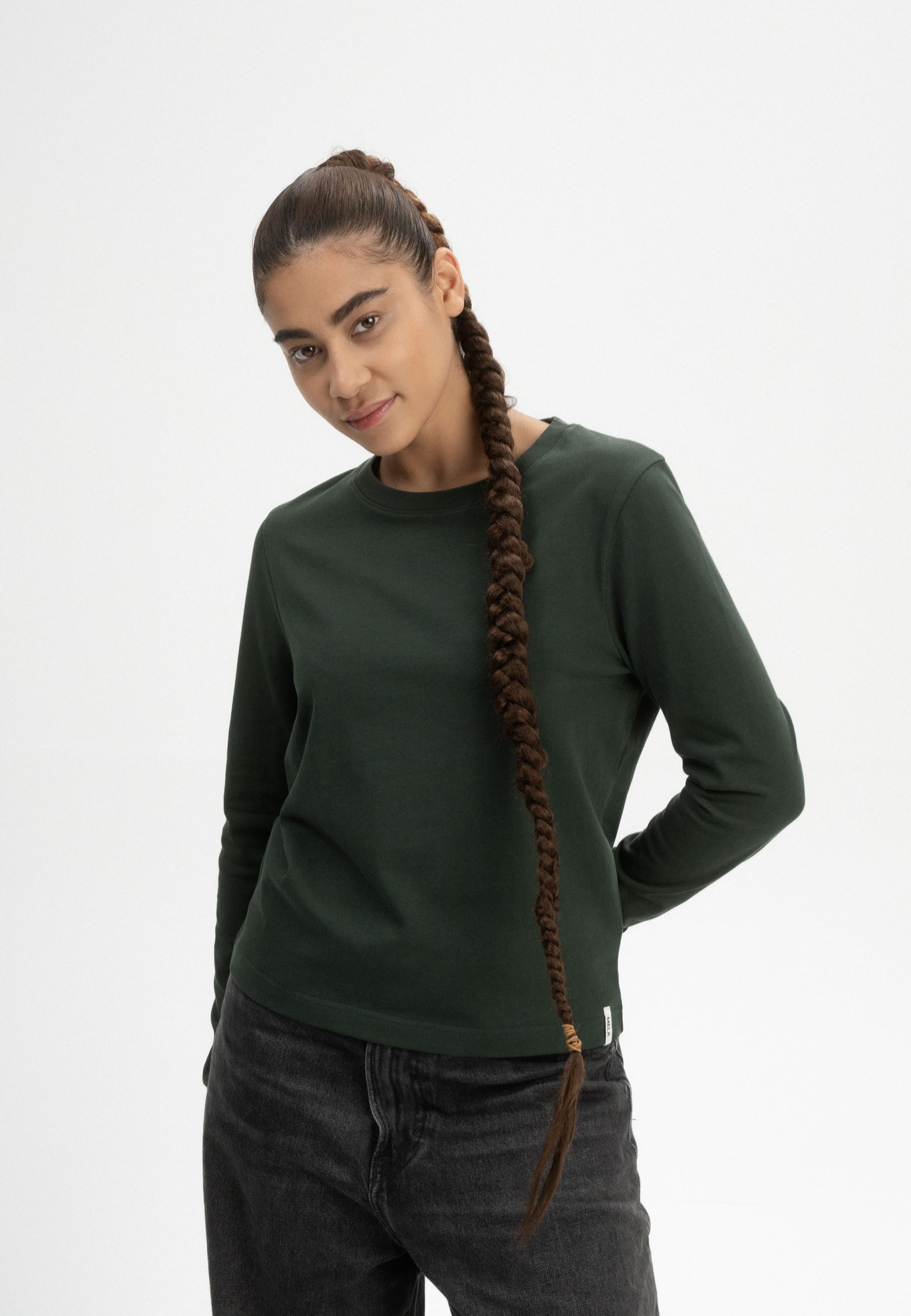 MELA Langarmshirt Langarmshirt schwer Style AASTHA Gerippter Kragen und ger günstig online kaufen