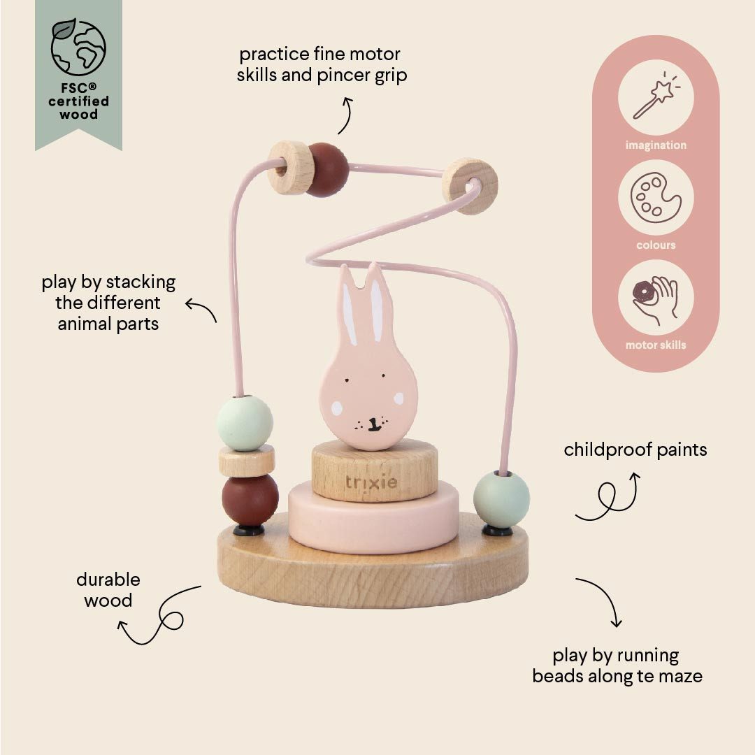 Trixie Baby Motorikschleife Trixie Holz Motorikschleife Hase Mrs. Rabbit rosa