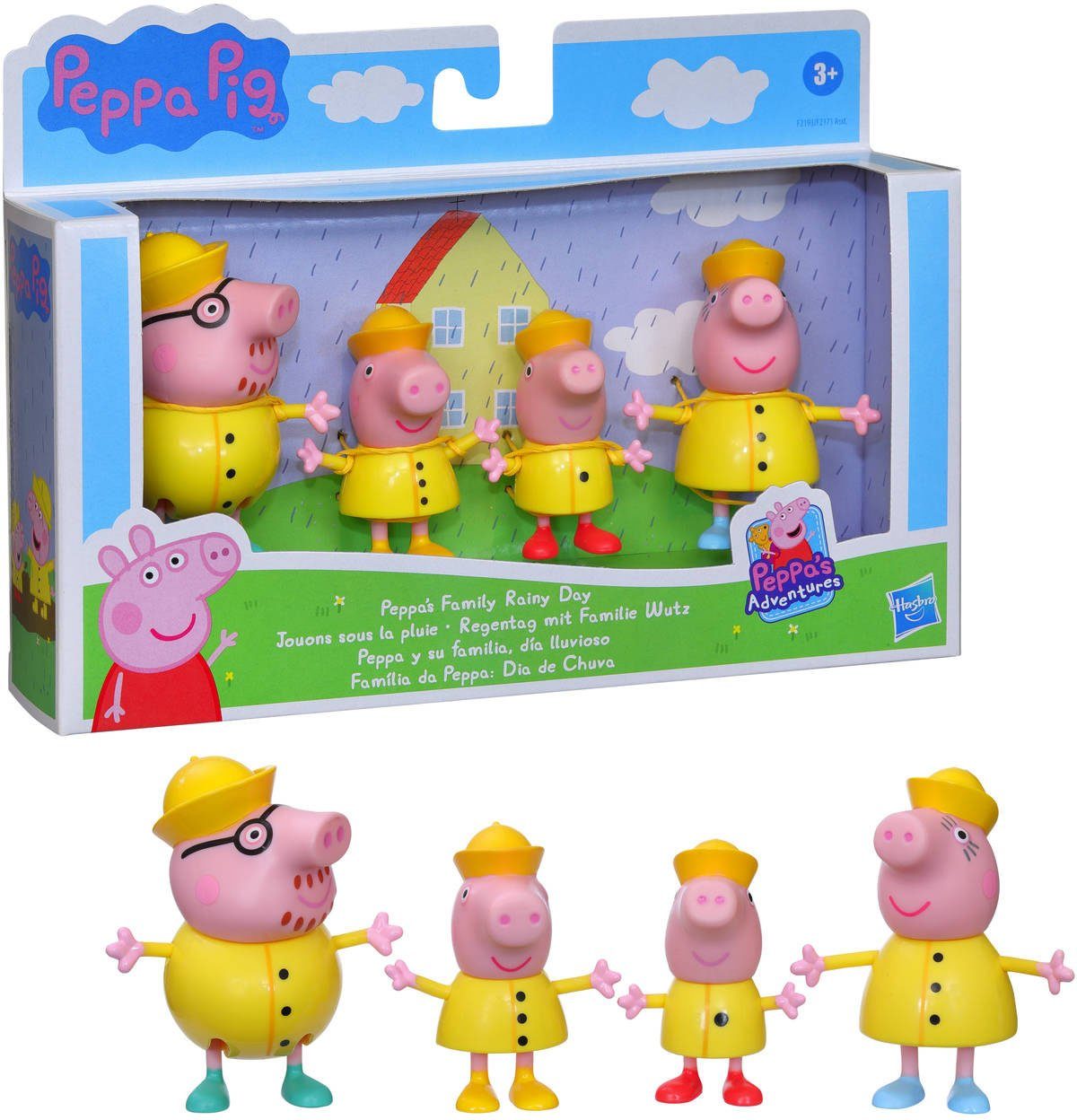 Hasbro Spielfigur Peppa Pig, Regentag mit Familie Wutz, (Set, 4-tlg)