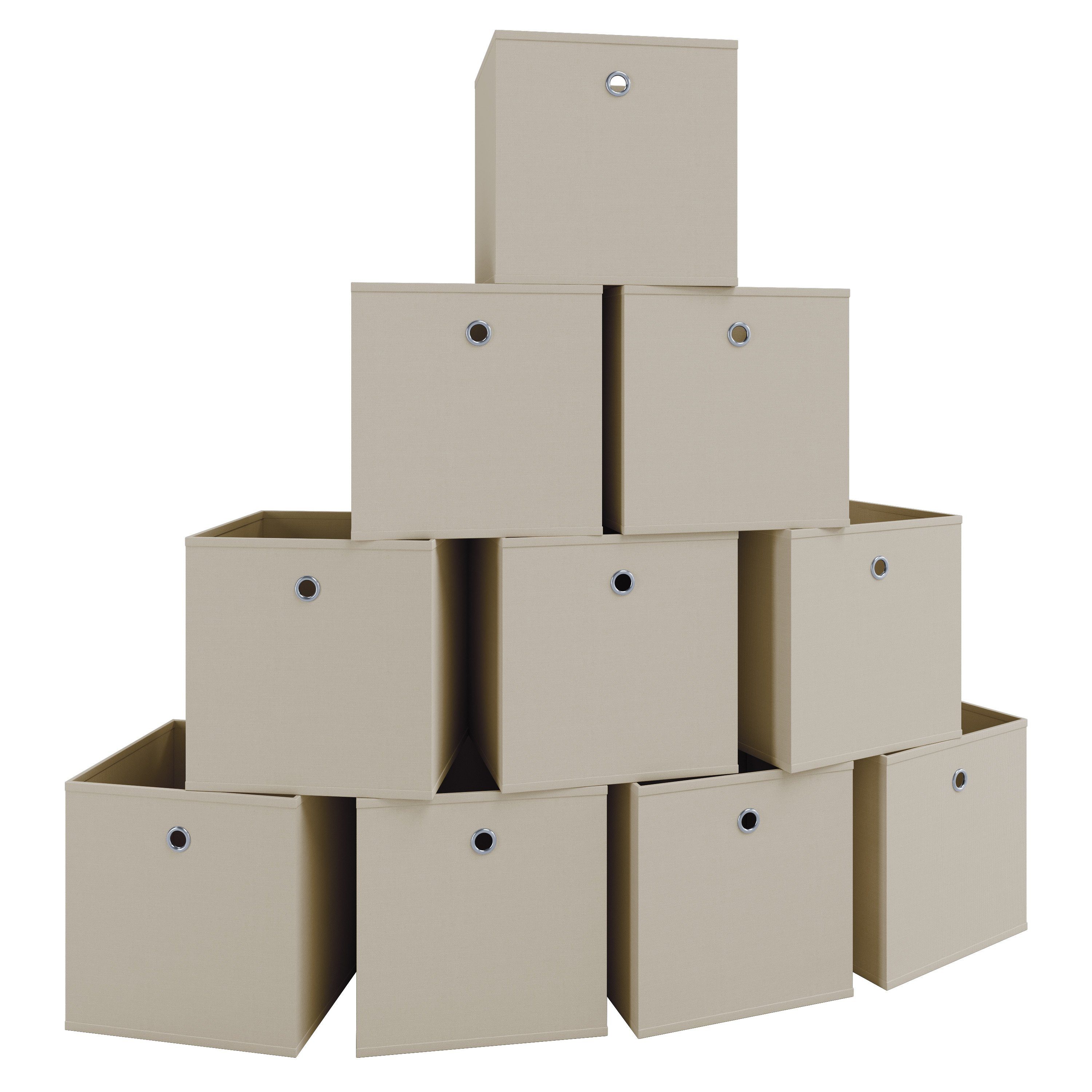 VCM Faltbox Boxas Stoffbox 10er Set B. 27 x T. 27 x H. 28 cm (Spar-Set, 10), Flexibler Helfer beim Aufräumen, Diele oder Kleiderschrank, 10 Fächer