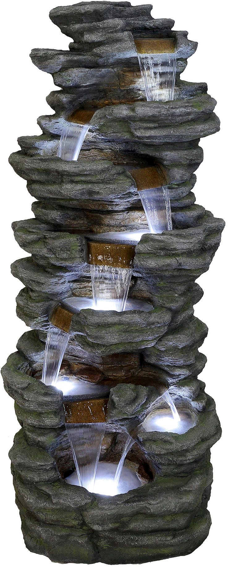 AcquaArte Gartenbrunnen "Wasserfall CORTE", Komplettset mit LED-Beleuchtung günstig online kaufen