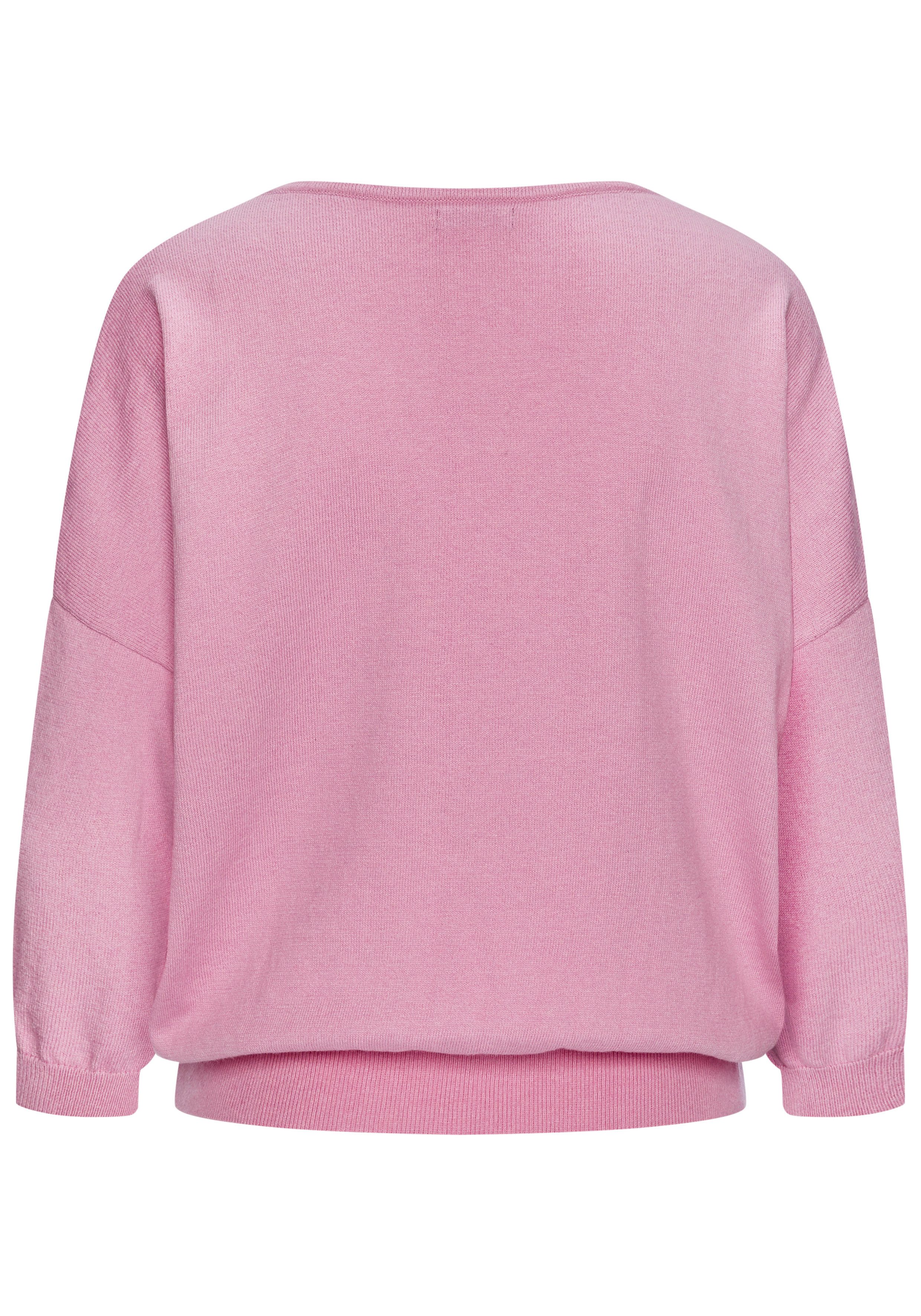 Vivance Fledermauspullover aus weicher Feinstrickqualität, mit V-Ausschnitt und lockerer Passform