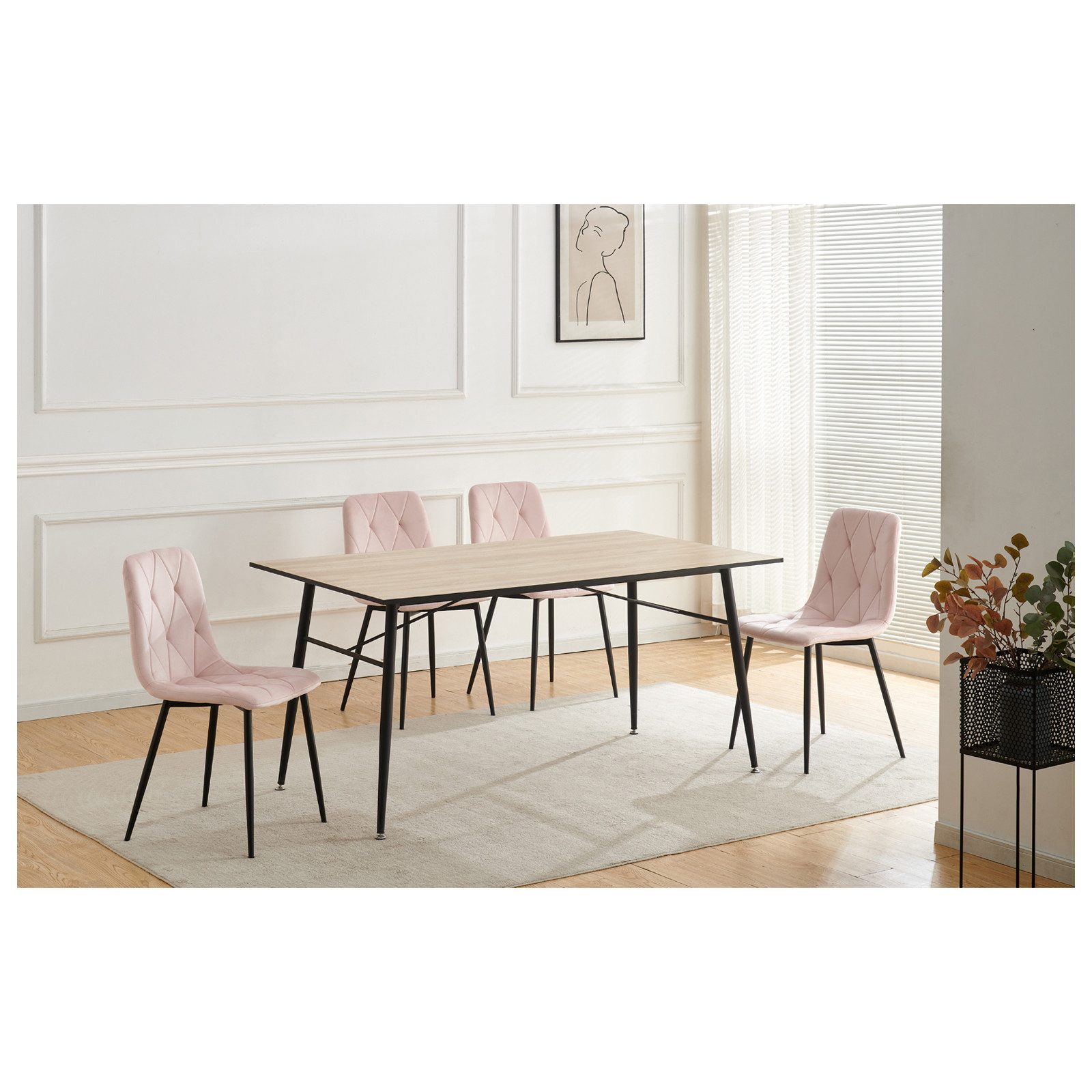 HTI-Living Esszimmerstuhl Stuhl Mesa Eco 4er-Set Velvet Rosa (Set, 4 St), E günstig online kaufen