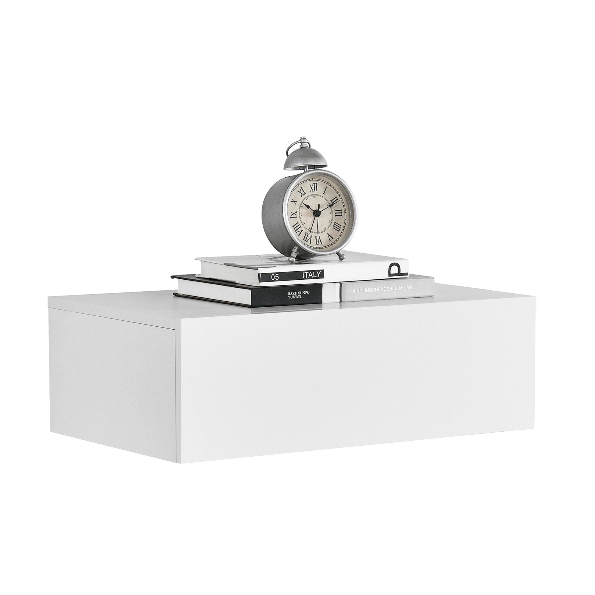 en.casa Nachtschrank »Oslo« Wandboard mit Schublade 46x30x15cm Weiß Matt günstig online kaufen