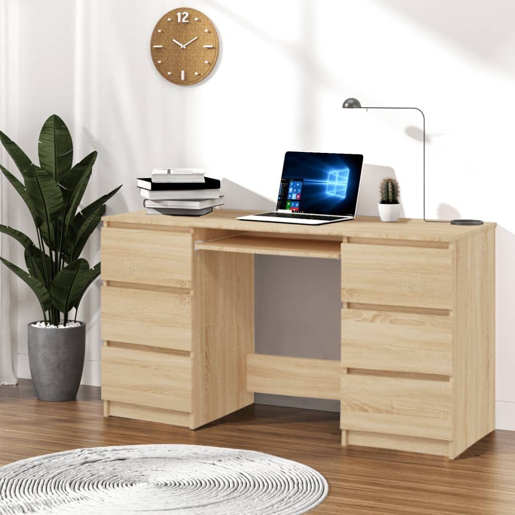 furnicato Schreibtisch Sonoma-Eiche 140x50x77 cm Holzwerkstoff