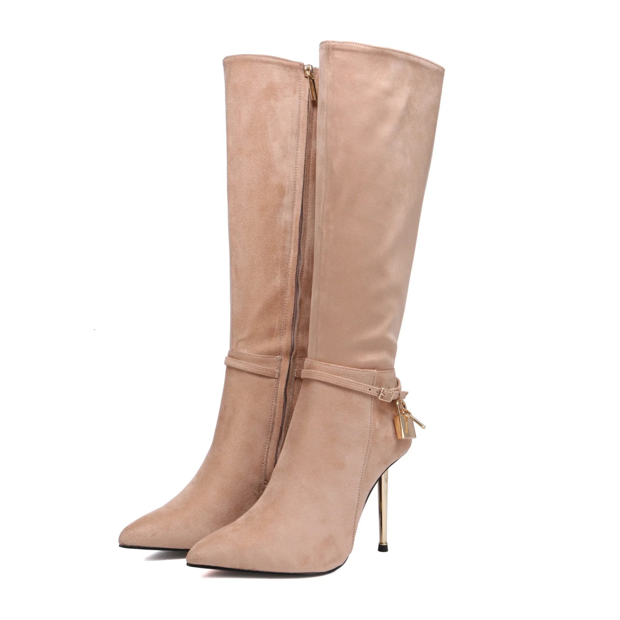 Giaro LEANDRA High-Heel-Stiefel 10cm Absatzhöhe, abnehmbares Schloß-Accessoire, veganes Leder