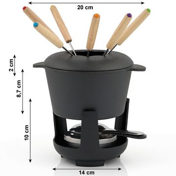 BBQ-Toro Fonduetopf 13-teiliges Gusseisen Fondue Set für 6 Personen, 1 L, preseasoned, Gusseisen (Set, 13-tlg)