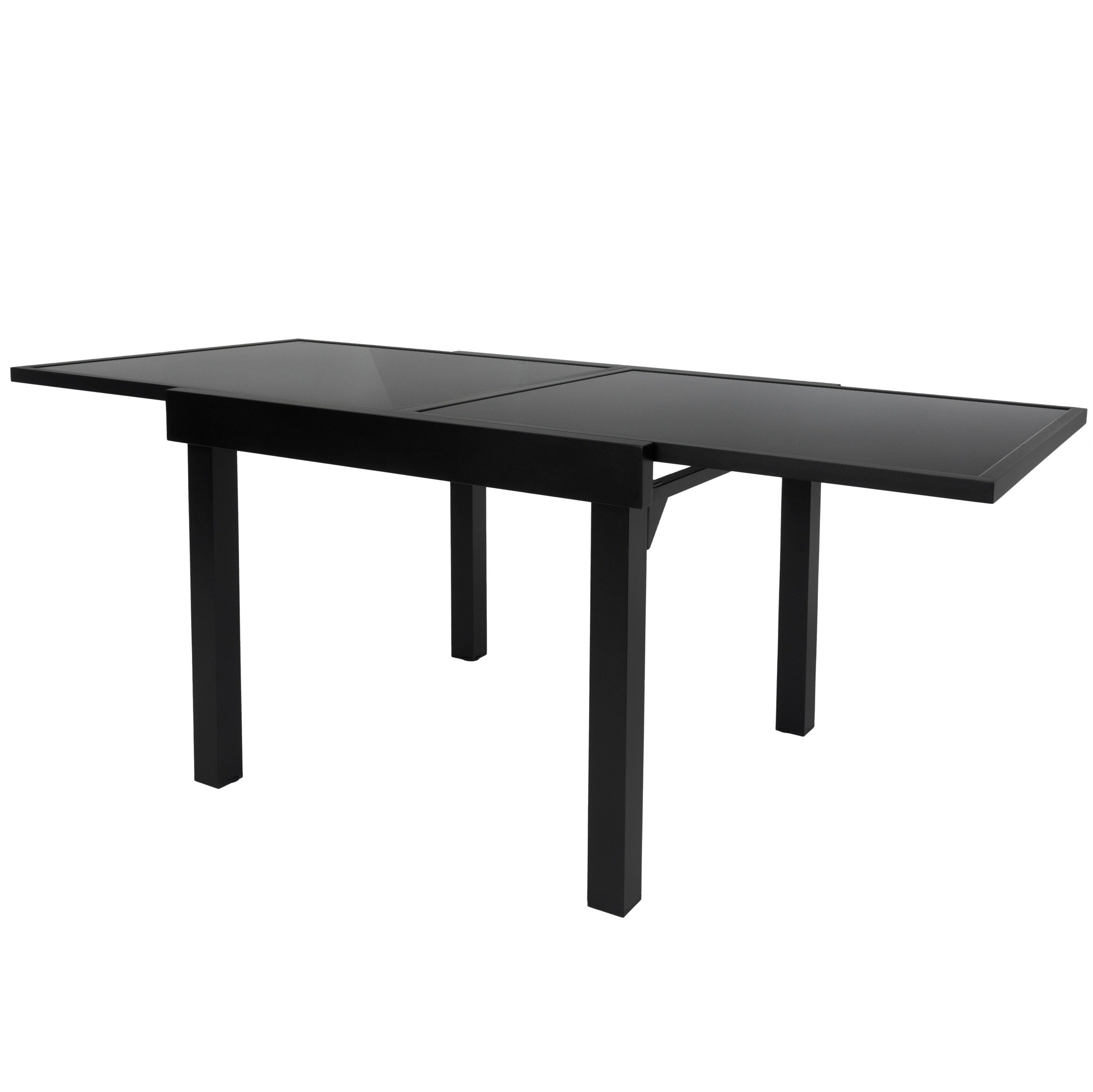 (Tisch), - 90 Diplomat - cm Quadro - Gartentisch Aluminium Gartentisch ausziehbar - ib style Ausziehtisch schwarz 180 ESG-Sicherheitsglas