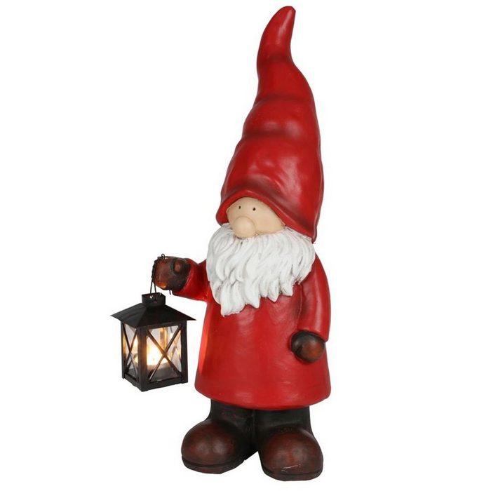 BURI Stumpenkerze Weihnachtswichtel 50cm mit Teelicht-Laterne Weihnachtsfigur Gartendeko