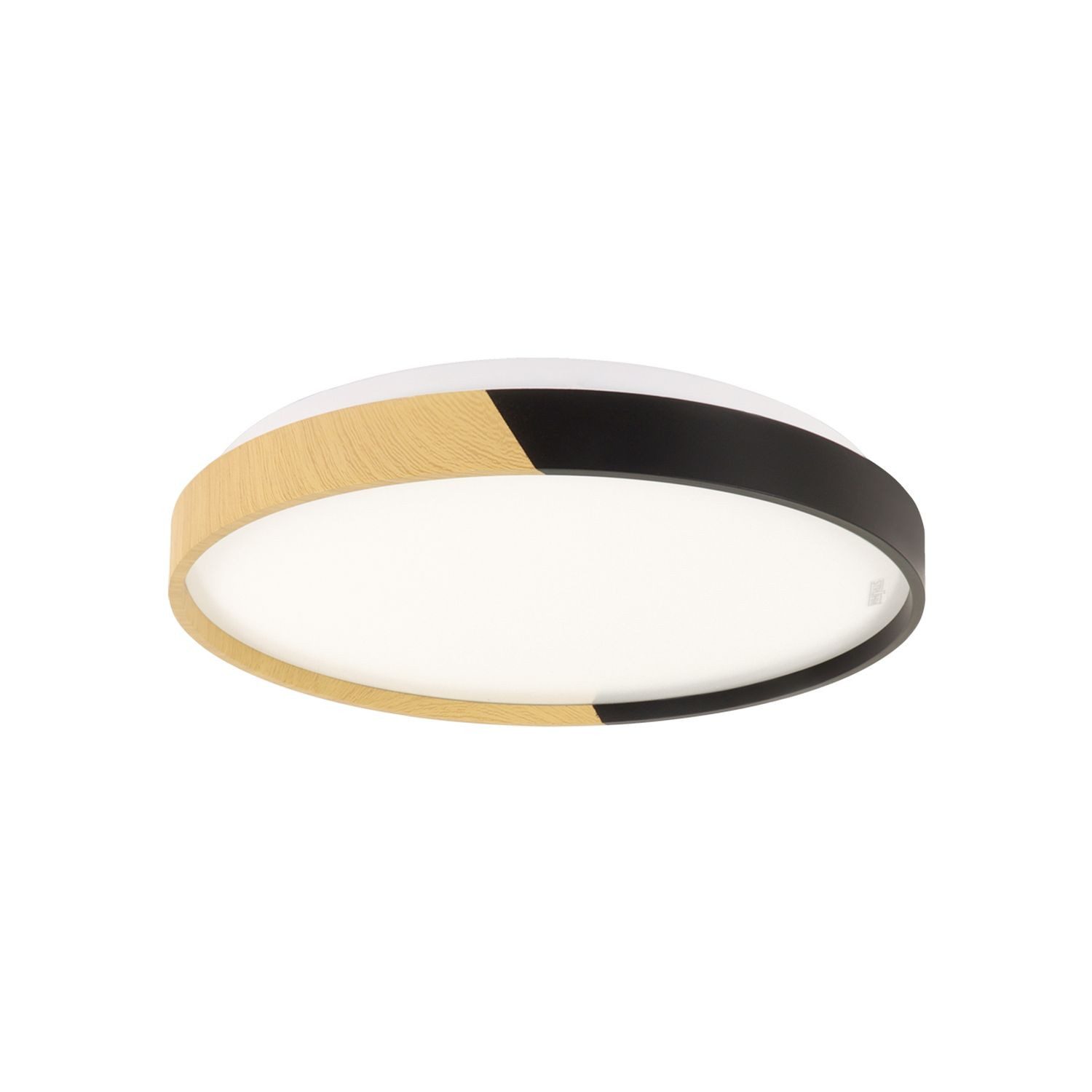 Licht-Erlebnisse Deckenleuchte DIANA, LED, Neutralweiß, LED Holz (Eiche) Schwarz IP44 4100 K 1650 lm Ø 38 cm Metall Modern