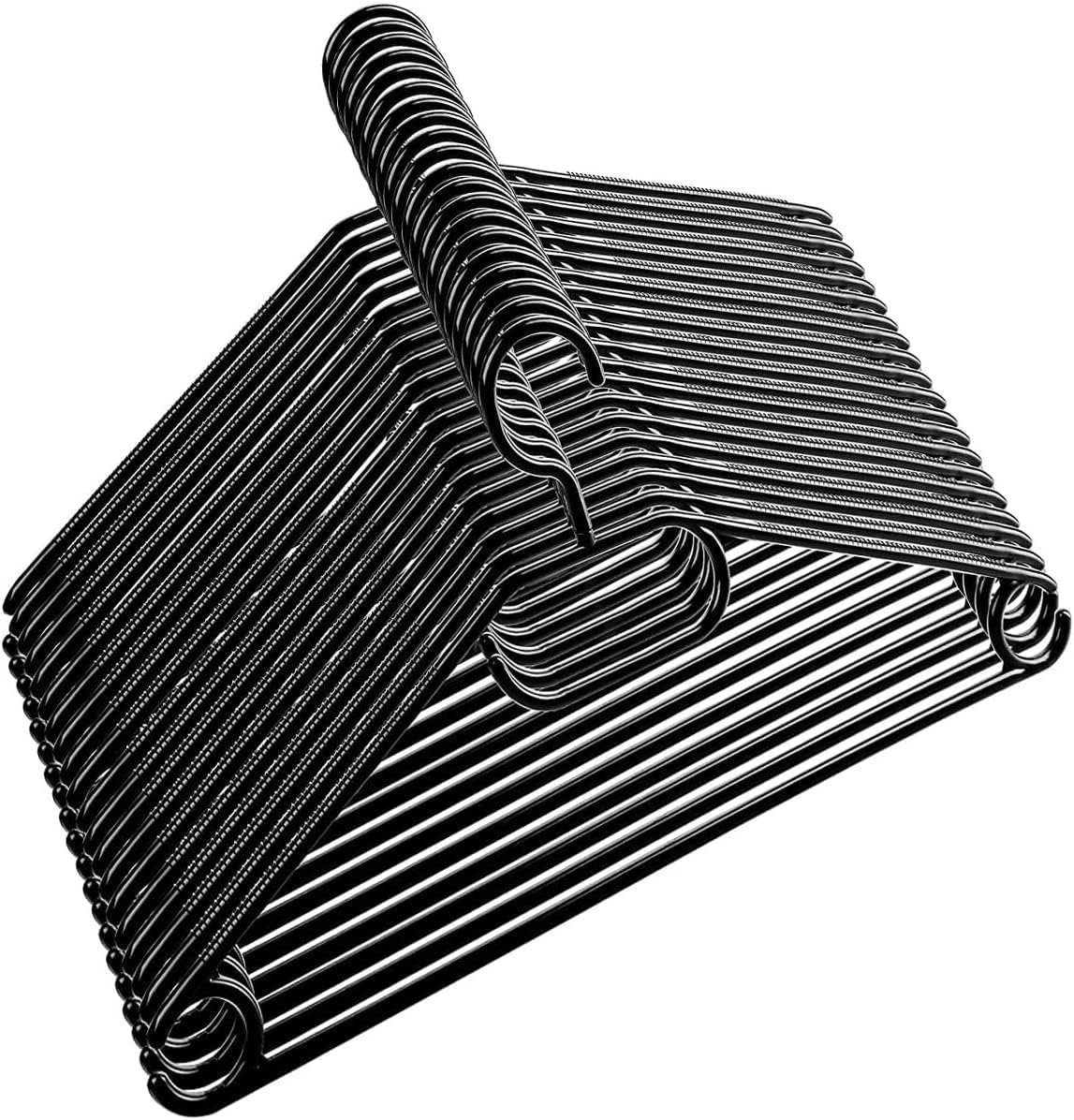 Stück Centi Seiten. geriffelten Kunststoff, drehbaren Mit aus Haken einer und Mit Kleiderbügel Schwarz 50 Krawattenstange Kleiderbügel