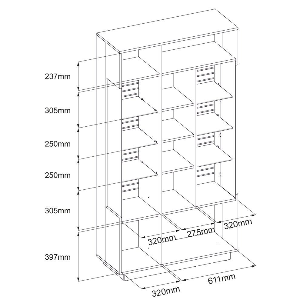 Vitrine 98cm weiß Eiche, FALLON-55 breit Vitrinenschrank, mit Lomadox