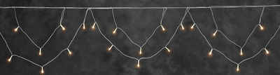 KONSTSMIDE LED-Lichtervorhang Weihnachtsdeko aussen, LED Dachrinnenlichterkette, Bogenform, Außentrafo, weißes Kabel