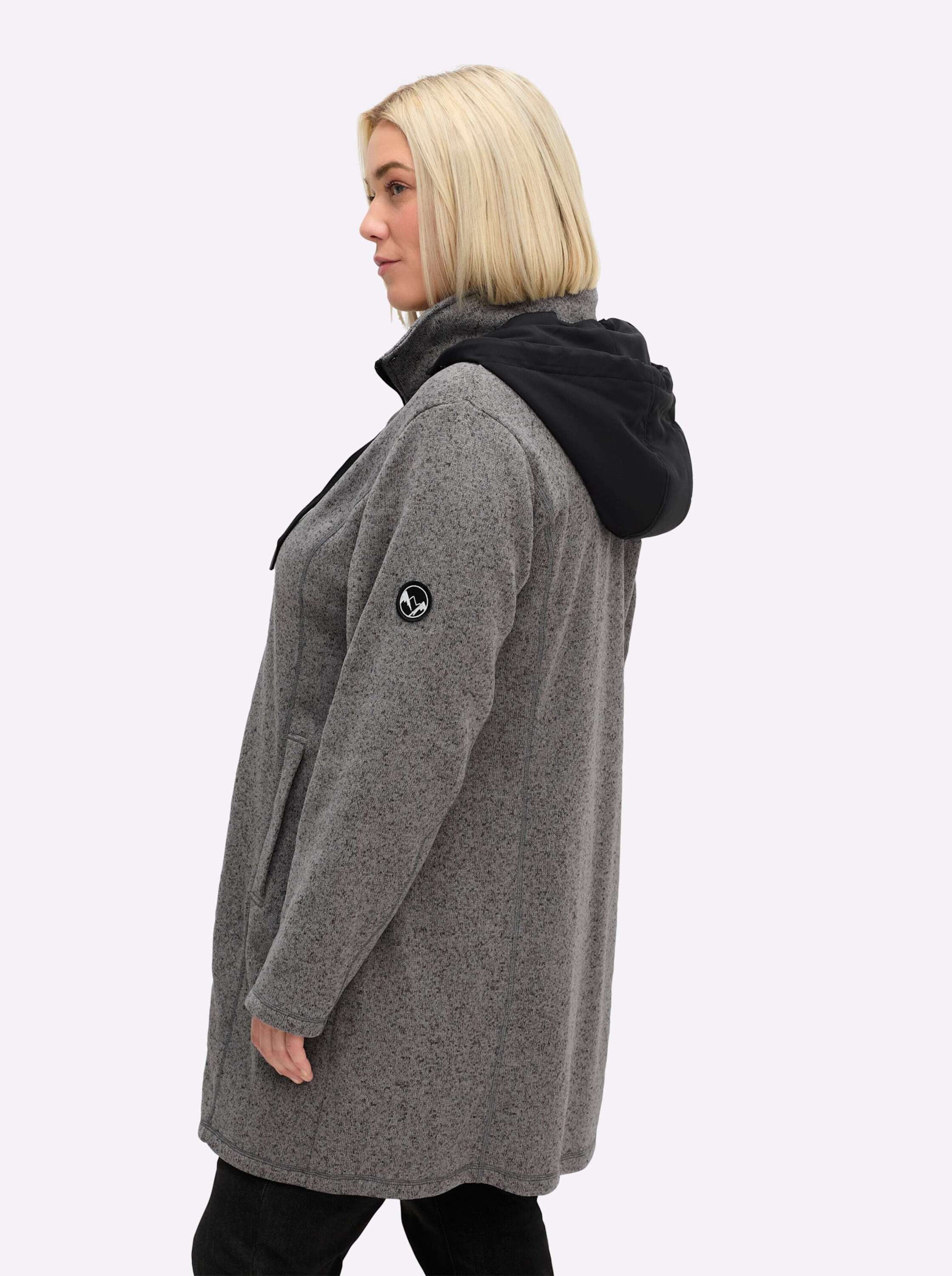 Sheego Winterjacke Strick-Fleecejacke Langarm – Bild 3 von 5