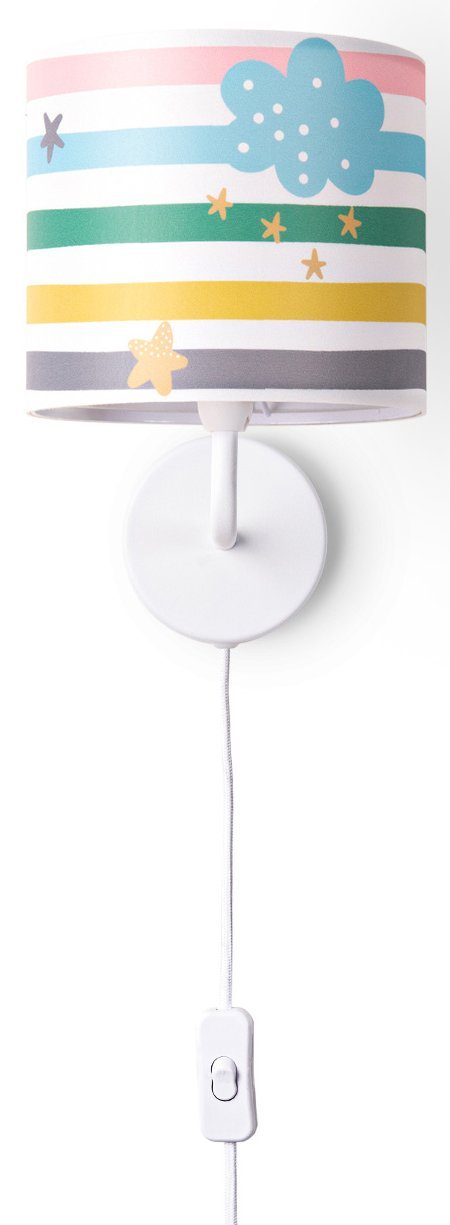 Paco Home Wandleuchte Tweet 462, ohne Leuchtmittel, Lampe Kinderzimmer Stecker âˆ…18cm Streifen Regenbogen Bunt E14