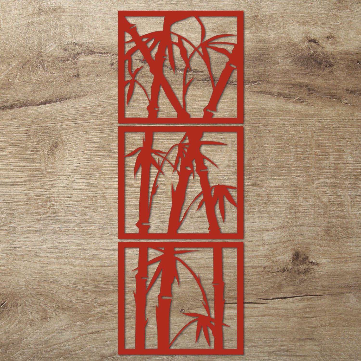 Wanddekoobjekt XXL Namofactur Bambus Rot Wanddeko Holz