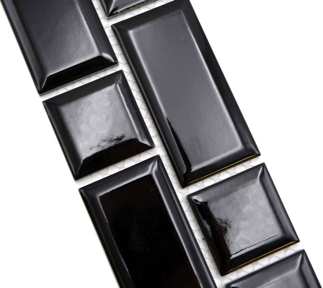 Mosani Fliesen-Bordüre Mosaik Borde Bordüre Metro uni schwarz mix günstig online kaufen