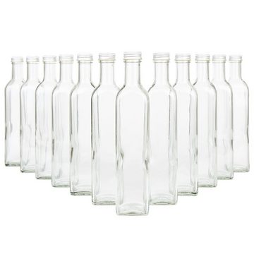 MamboCat Einmachglas 12er Set Marasca 500ml Flasche + Schraubdeckel silber Aluminium PP31,5, Glas