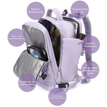 Vicbuy Reiserucksack 45L Supergroßer Handgepäck mit USB-Ladeanschluss, für 14 Zoll Laptop (mit Schulfach, Wasserdicht Wandern Outdoor-Sport Lässiger Tagesrucksack Schultasche), Rucksack Herren Damen Reiserucksack, Flugzeug genehmigt