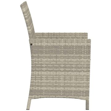 vidaXL Gartenlounge-Set 3-tlg. Bistro-Set mit Kissen Hellgrau Poly Rattan