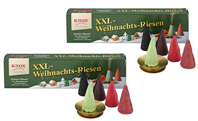 KNOX Duftkerze 071598, Räucherkerzen 2er Set XXL Weihnachtsriesen, je Packung 5 Düfte - Made in Germany