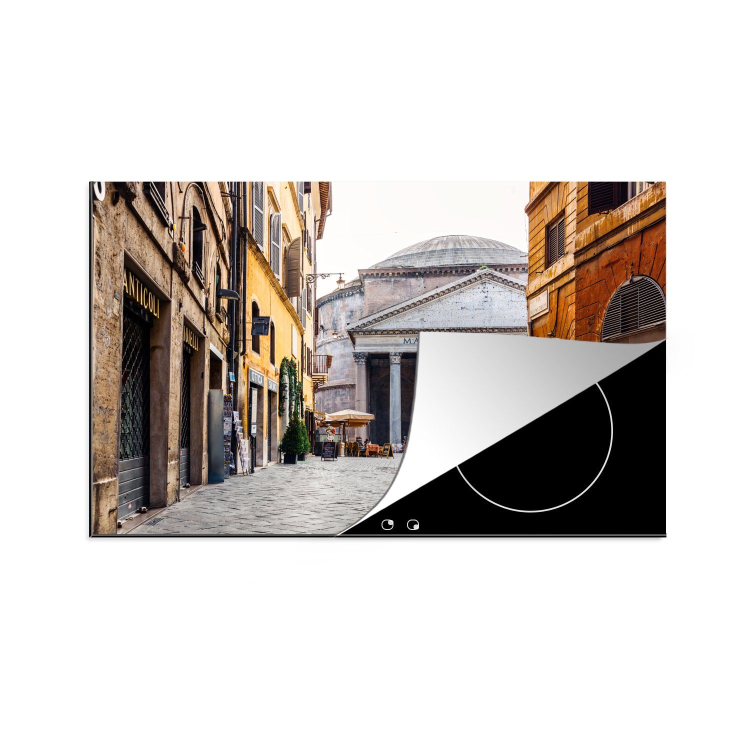 - tlg), Ceranfeldabdeckung Induktionskochfeld - Vinyl, die küche, (1 MuchoWow Schutz 81x52 cm, Italien Herdblende-/Abdeckplatte Bauwerke, für Rom
