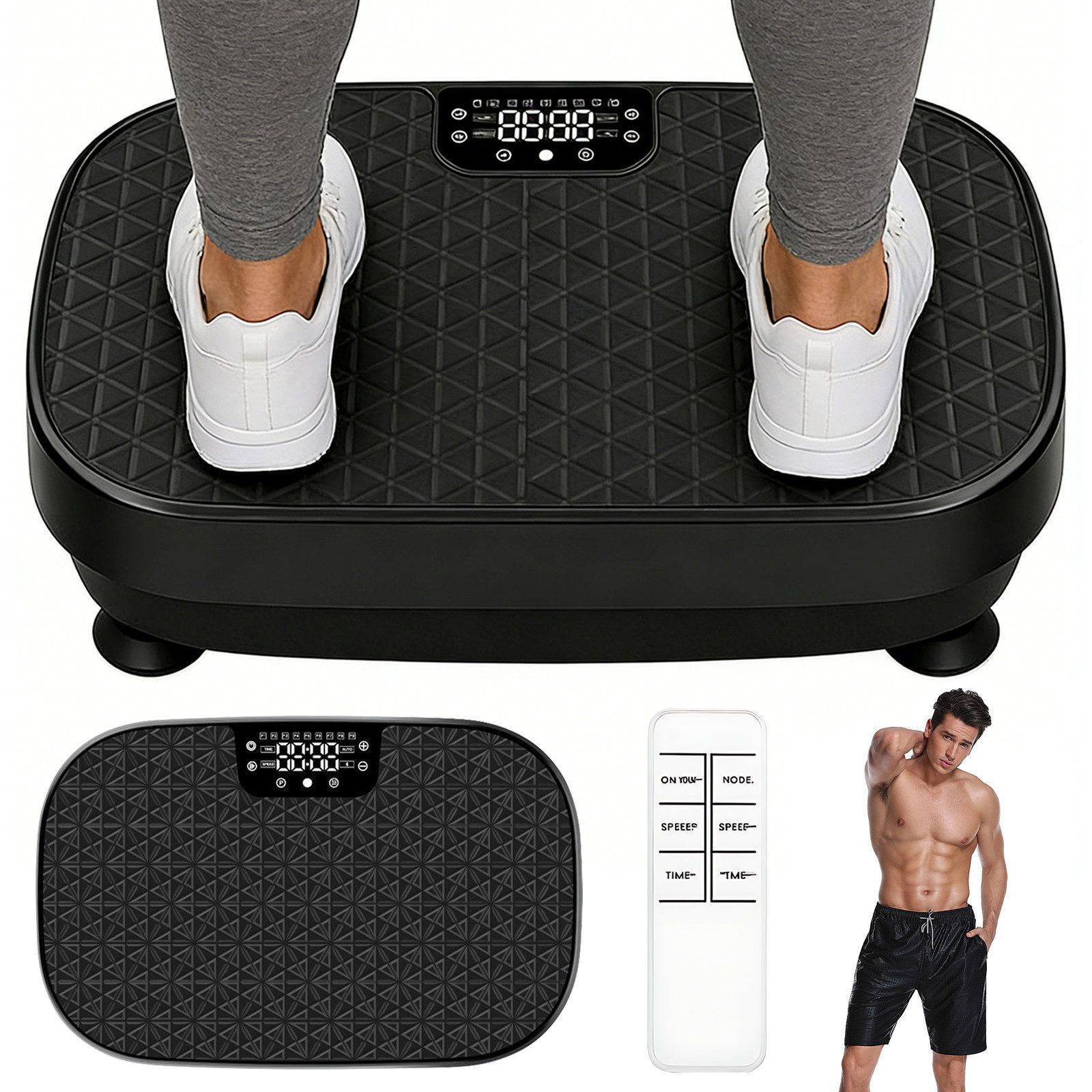 Nettlife Vibrationsplatte Bluetooth Fernbedienung 9 Trainingsprogramme Programme max 150kg, 200 W, für effektives Ganzkörpertraining