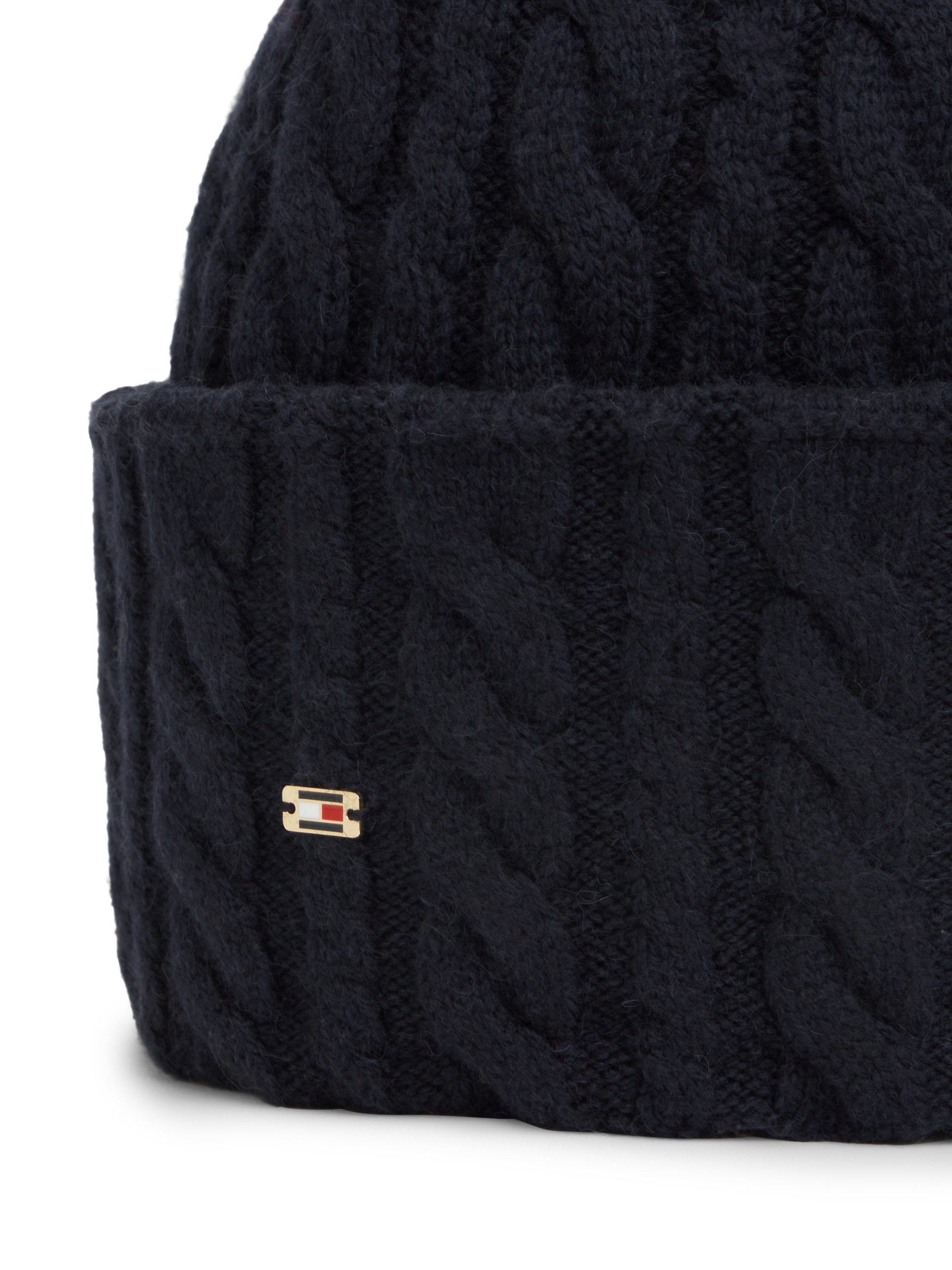 Tommy Hilfiger Beanie ENAMEL FLAG CABLE mit Alpakawolle und Zopfmuster – Bild 4 von 4