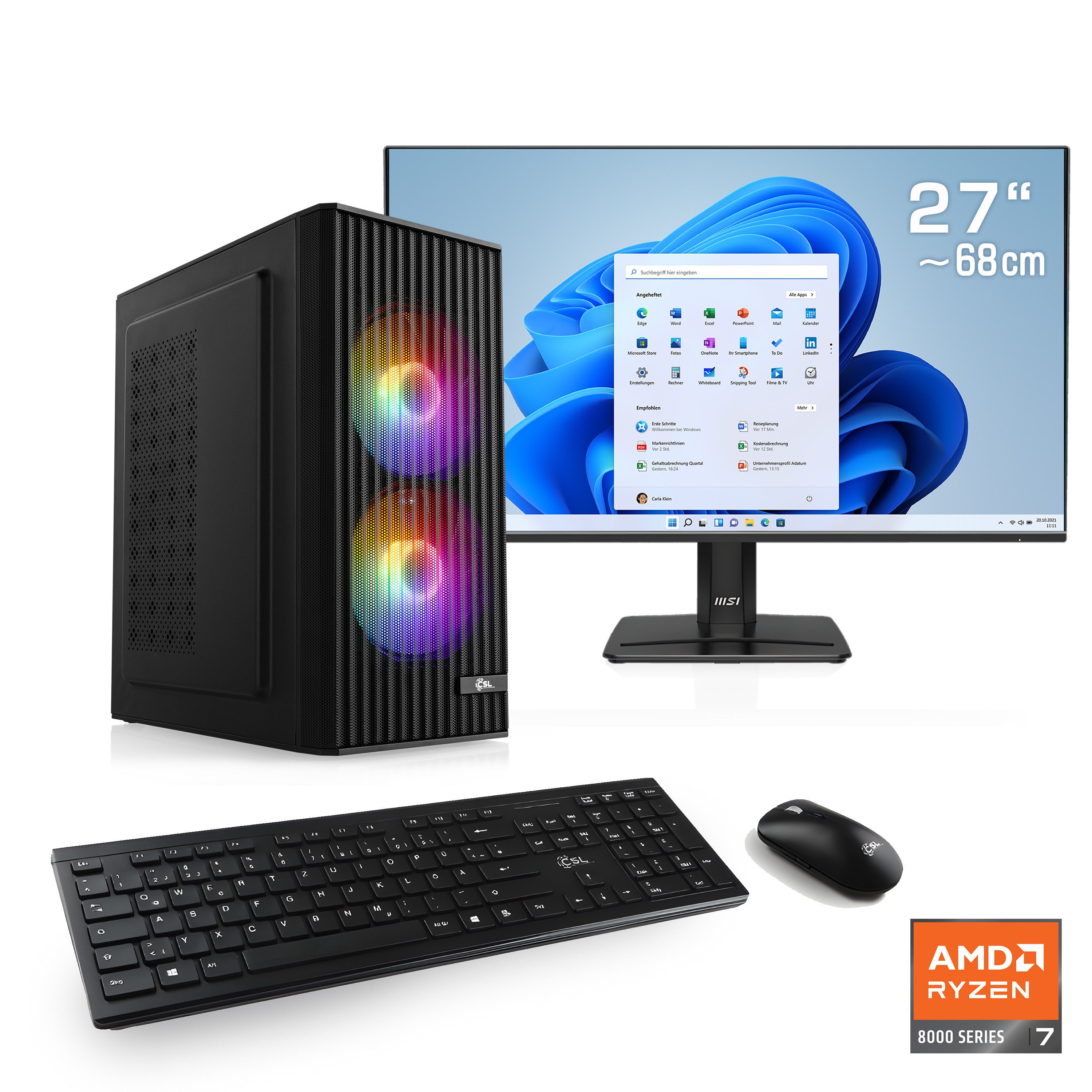 CSL Spectrum V25288 PC-Komplettsystem (27", AMD Ryzen 7 8700G, Intel® Graphics, 4 Xe Cores, 32 GB RAM, 1000 GB SSD)