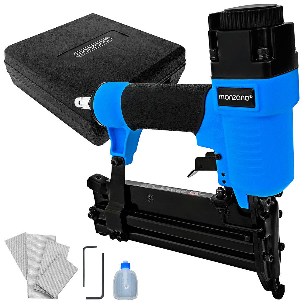 monzana Druckluft-Tacker, 2in1 Drucklufttacker inkl. Koffer inkl. 100 Klammern 100 Nägel