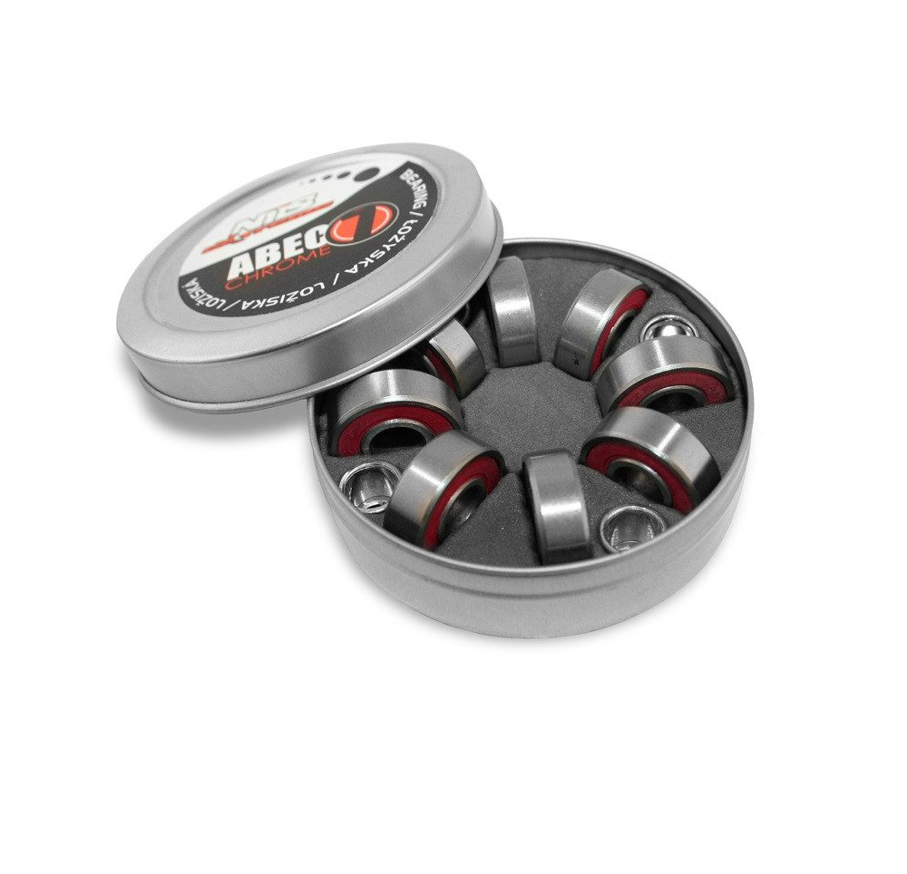 NILS EXTREME Kugellager ABEC-7 RS Rot Chrome Lager 8 Stück für Inliner Skateboards Scooter