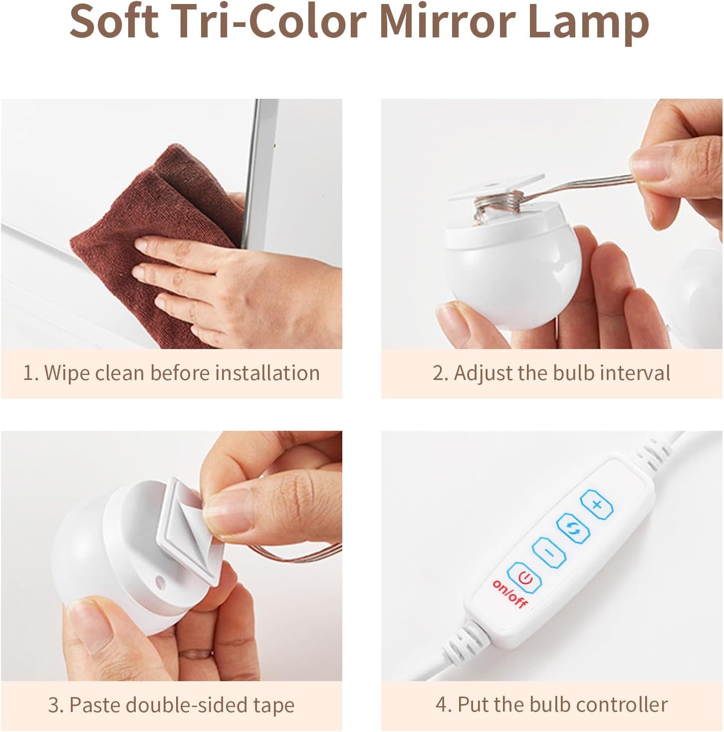 FELIXLEO Schminkspiegel 10 LED Spiegelleuchte 3 Farbe Hollywood Schminklicht Spiegellampe – Bild 5 von 5