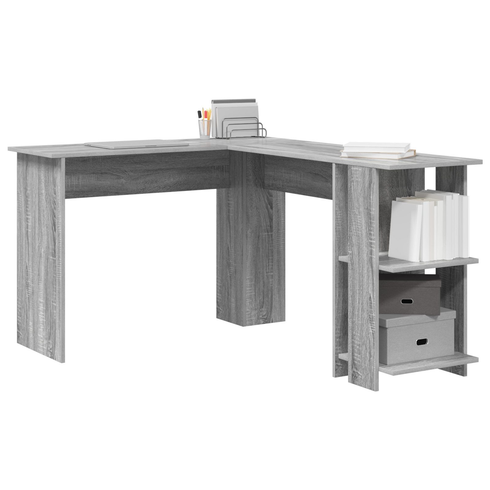 vidaXL Schreibtisch Grauer Eckschreibtisch Grau Sonoma günstig online kaufen