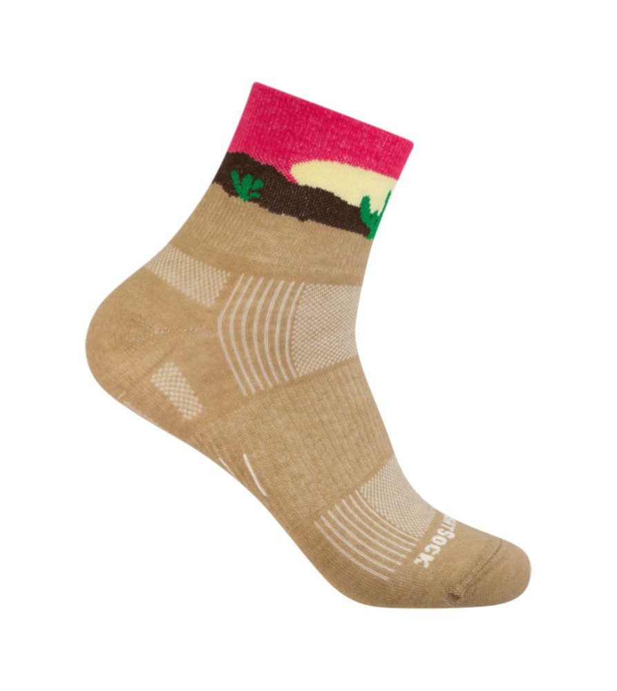 Wrightsock Sportsocken Quarter Plus Stride Motivsocken (knöchelhoch, mitteldick)