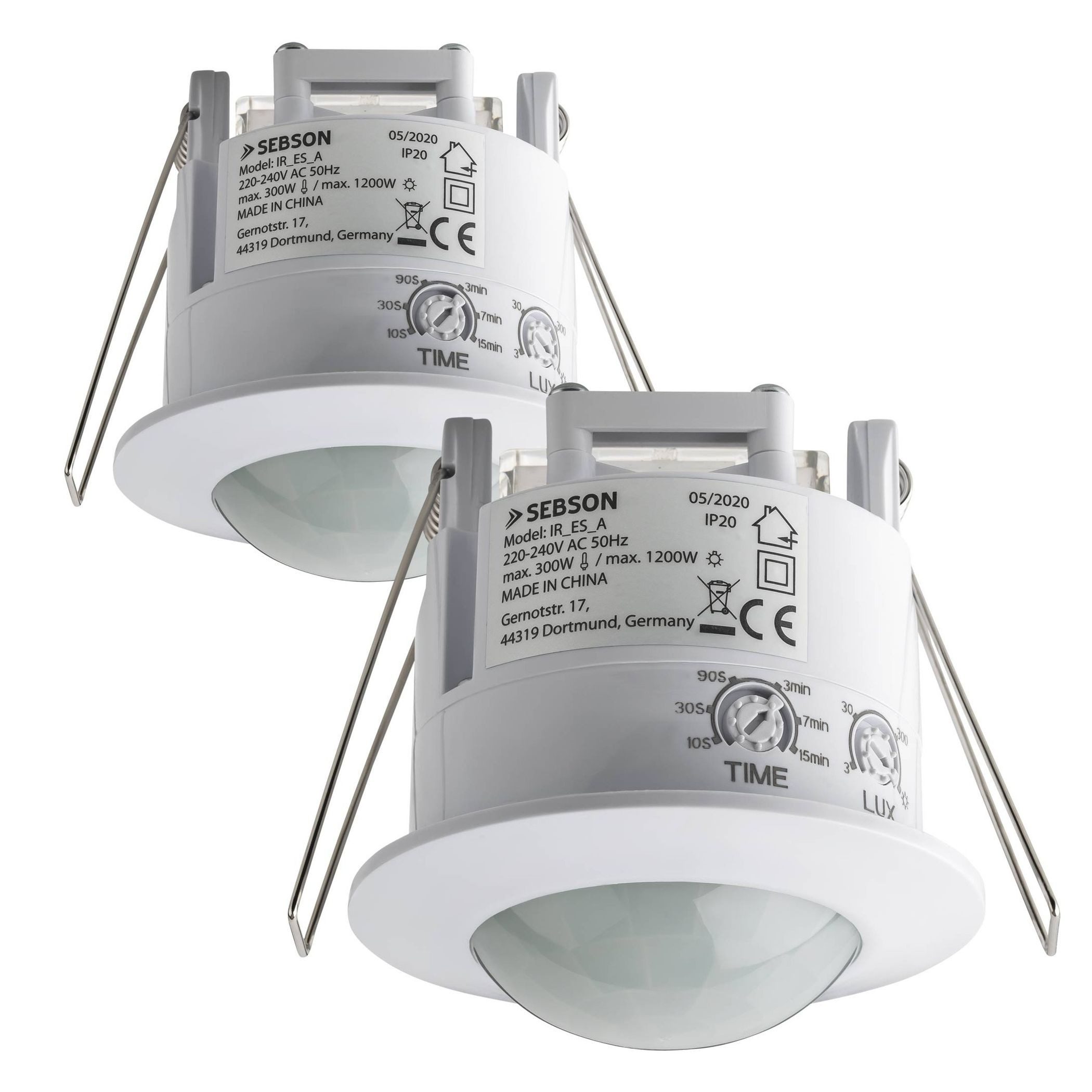 SEBSON Bewegungsmelder Bewegungsmelder Unterputz programmierbar LED geeignet - 2er Set, (2-St), LED geeignet, programmierbar, 360°