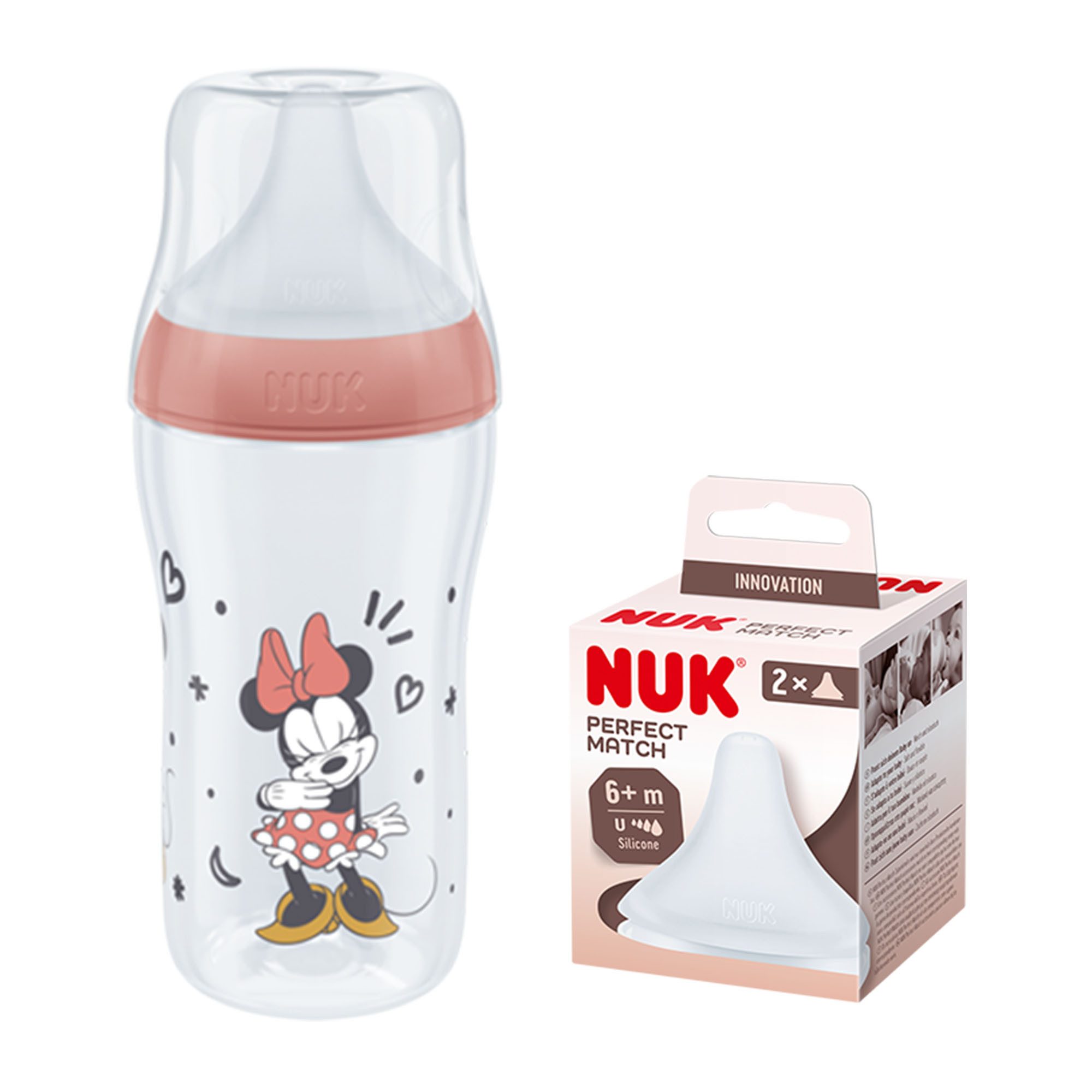 Babyflasche NUK Perfect Match Mickey Babyflasche + Silikon Sauger 6+