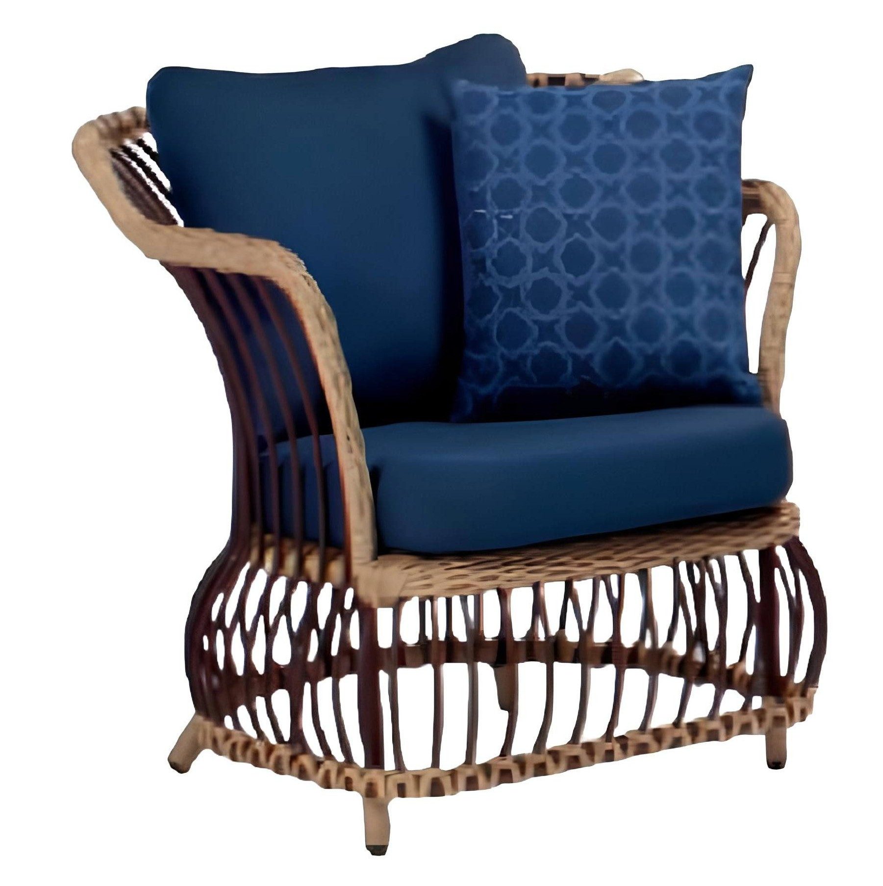 Xlmoebel Gartensessel Hochwertiger blauer Rattan-Sessel mit Design, zum Relaxen und (Sessel), Hergestellt in Europa