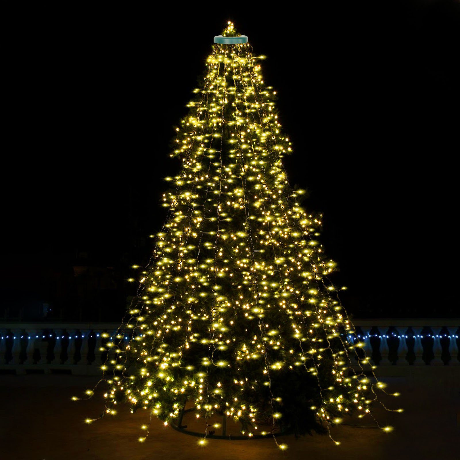 Rosnek Timer Weihnachtsdeko, wasserdicht, Lichter; Dachgarten 8 Modi, LED-Baummantel für Stern-Topper, Weihnachtsbaum