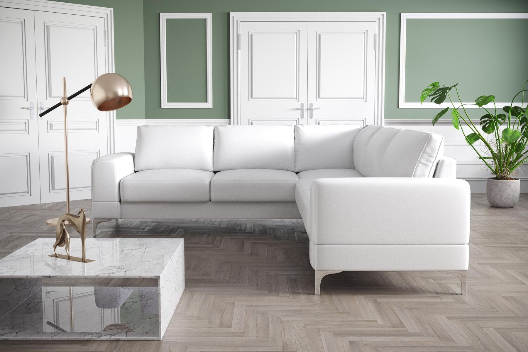 JVmoebel Ecksofa, Couch Ecksofa Textil Wohnzimmer Design Modern L-Form Türkis Möbel Weiß
