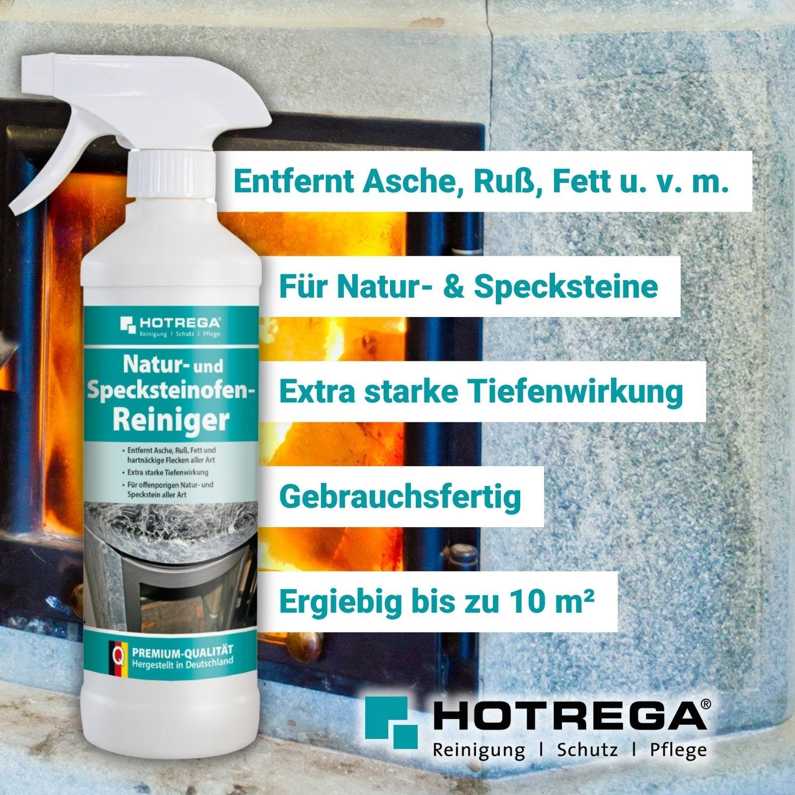 Universalreiniger inkl. ml HOTREGA® Specksteinofen und Natur 500 Reiniger Microfasertuch