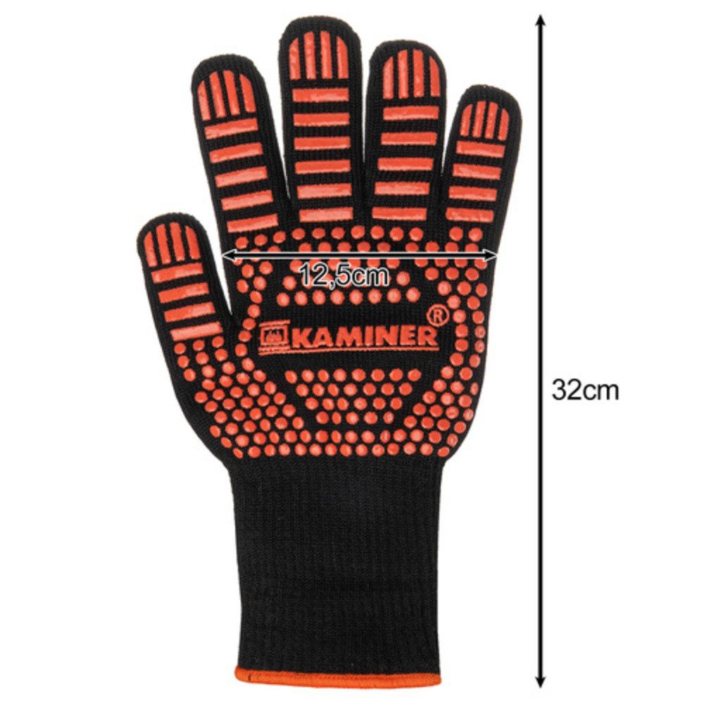 Kaminer Grillhandschuhe Hitzebeständige Handschuhe, (Spar-Set, hitzebeständig), Perfekt für Grill, Kamin, Backofen oder Lagerfeuer