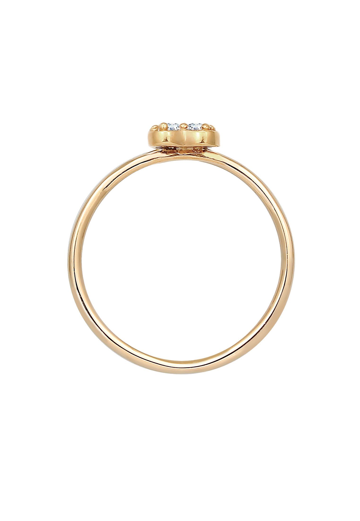 Elli DIAMONDS Verlobungsring Herz Diamant Weiß Brillantschliff (0.075 ct) 585 Gelbgold