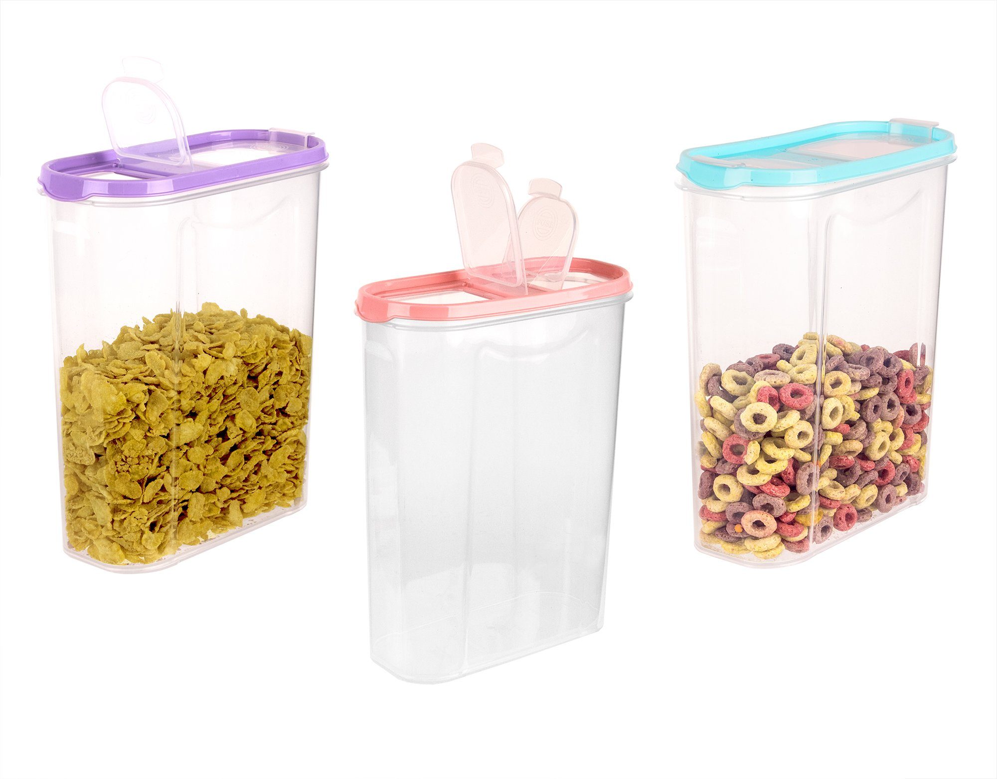 BigDean Müslibox 3x große Schüttdosen 2,8 Liter Streudosen 2 öffnungen Vorratsdosen, Kunststoff, (3-tlg)