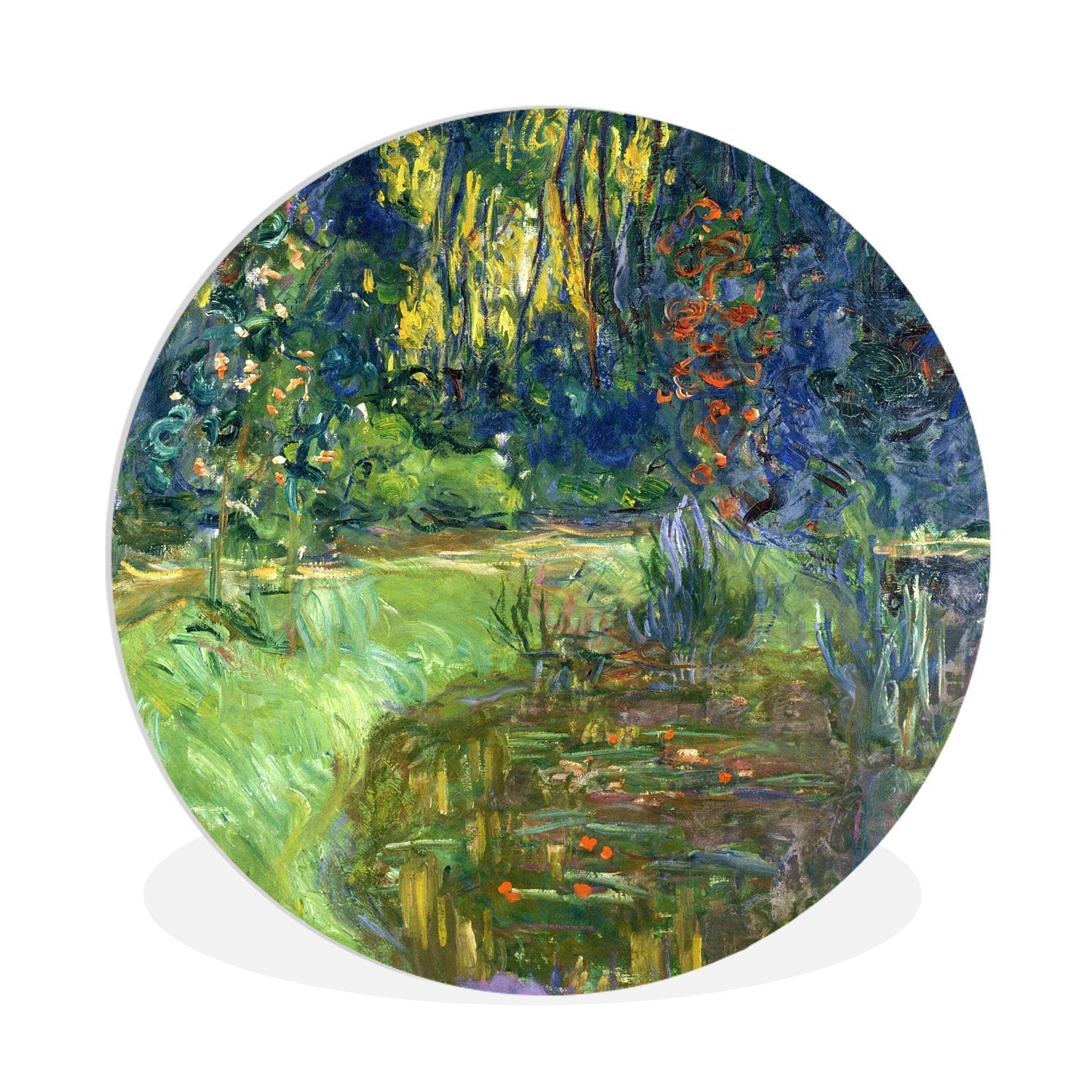 MuchoWow Gemälde Teich mit Seerosen Claude (1 St), Kreis