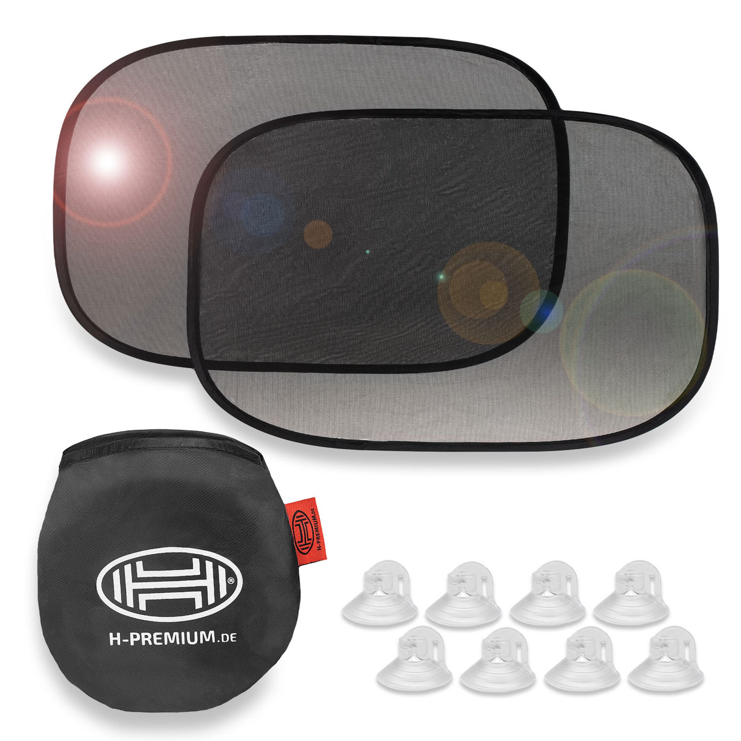 HEYNER Autosonnenschutz Auto-Sonnenschutz 55x35cm 2er Set Saugnäpfe Autofenster UV Schutz, 3.5 x 0.5 cm, (Set, 2-St)