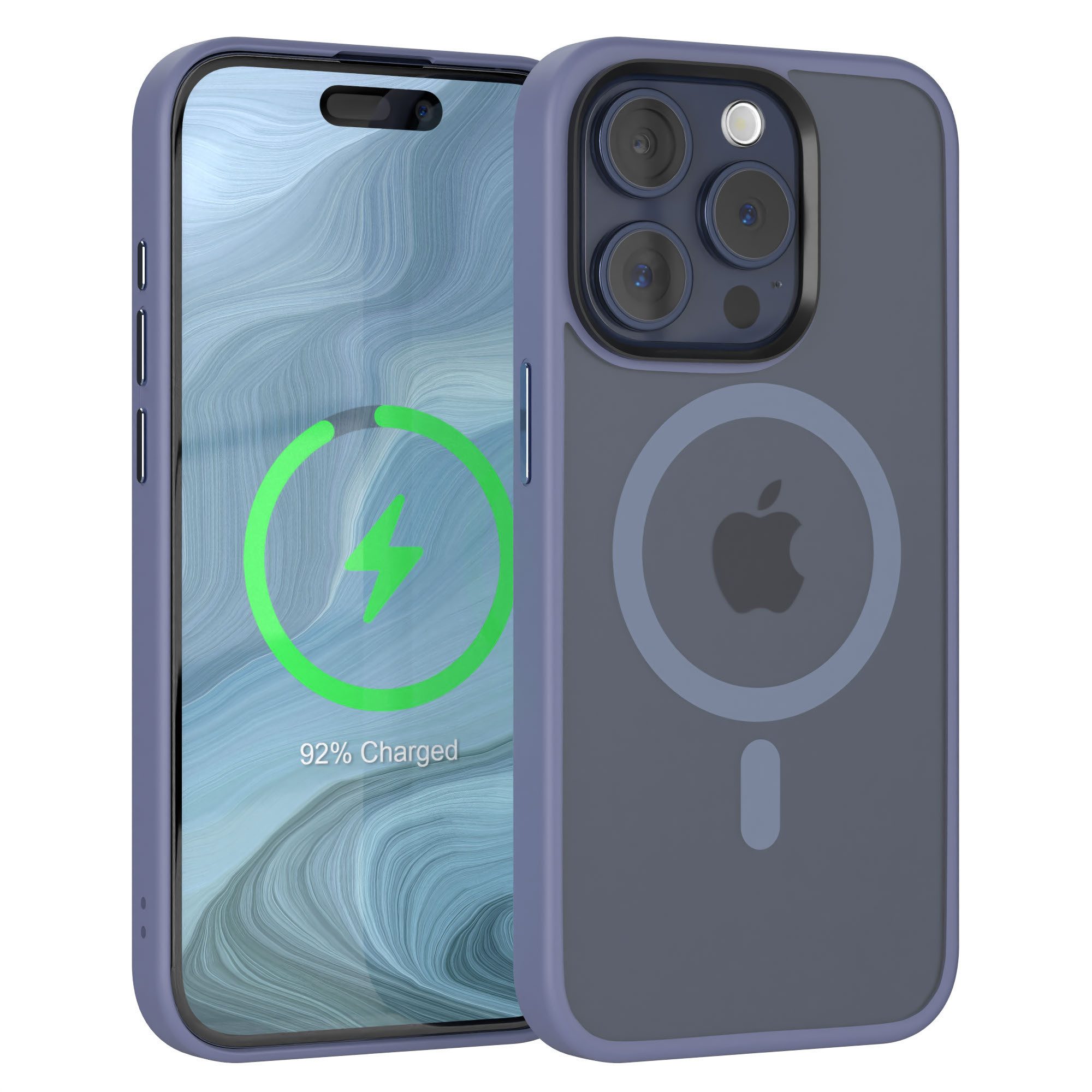 EAZY CASE Handyhülle Outdoor Case MagSafe Matt für Apple iPhone 15 Pro 6,1 Zoll, Backcover magnetisch Schutzhülle mit Kameraschutz mit MagSafe Hellblau